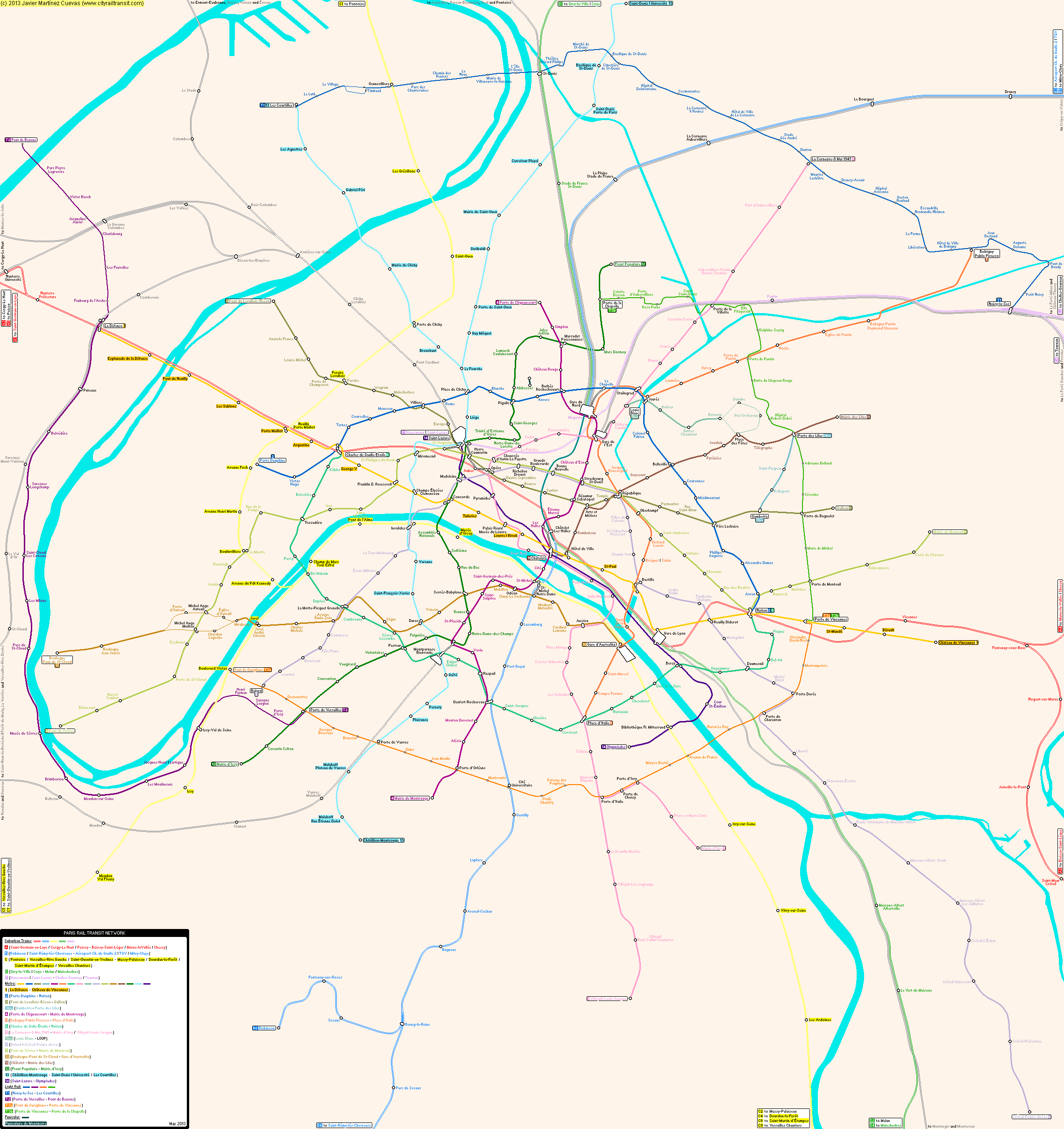 Paris Real Distance Metro Map